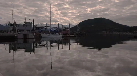 Small Alaska Boat Harbor Time Lapse Stock Footage