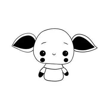 Small alien creature with big black ears Stock Illustration