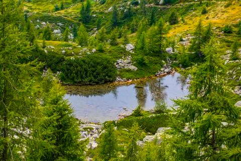Small alpine lake Stock Photos