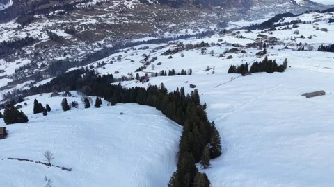 Small alpine valley, ski slopes 스톡 동영상 329558197