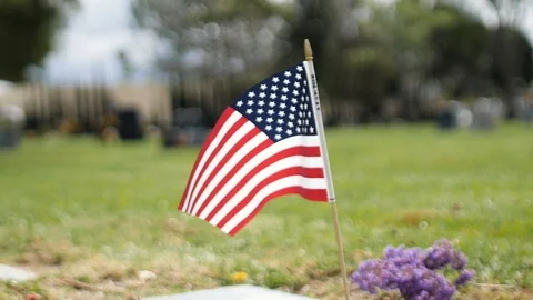 Small American Flag Slow Motion Stock Footage 114878425