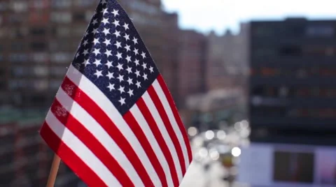 Small American Flag In Window HD 스톡 동영상 61165776