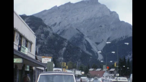 Small American Town next to mountain, vintage 1970s Stock Footage 145372486