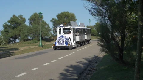Small Amusing Train Pasing By Slow Motion Stock Footage