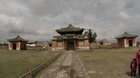 Small ancient Buddhist temple complex of the general plan Stock Footage 54647463