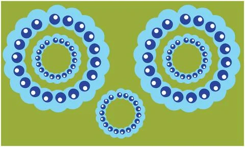 Small and big blue circle on abstract green background Stock Illustration