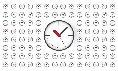 Small and big clock make a big wall of clock Stock Illustration