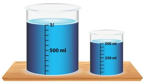 A small and a big laboratory beaker Ilustração Stock