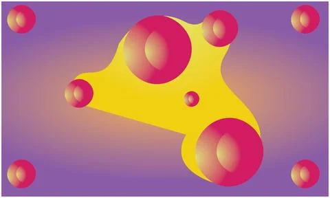 Small and big red button on yellow artwork on abstract background Stock Illustration