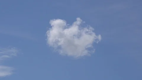 Small and fluffy cumulus cloud is growing in the clear blue sky. Video stock 107420050