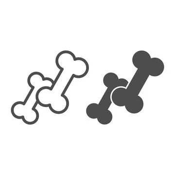 Small and large bone line and solid icon, animal hospital concept, Dog chew bone Stock Illustration