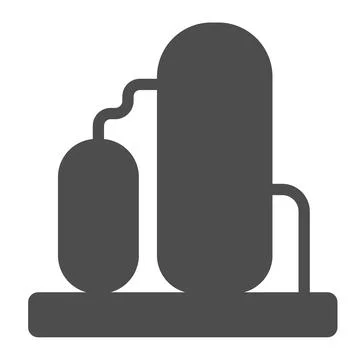 Small and large fuel storage tank solid icon, oil industry concept, petrol depot Illustrazione stock