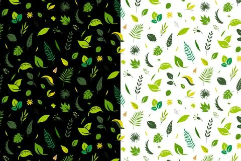 Small and large green raw ripe leaves repeated seamless vector pattern Stock Illustration