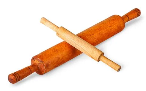 Small and large rolling pin crosswise Stock Photos