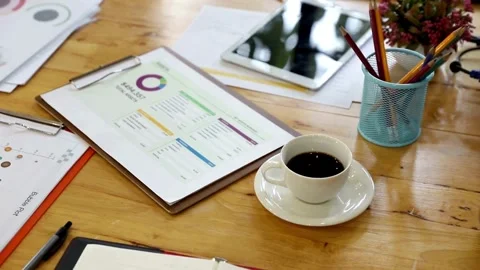 Small and Medium Enterprise Office Desk Close-Up Stock Footage 276696457