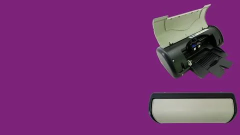 Small and simple printer for printing paper documents - Stock Photos