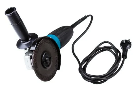 Small angle grinder with abrasive disk Stock Photos