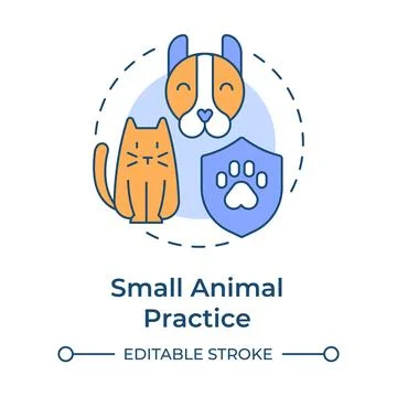 Small animal practice flat linear concept icon 库存插图