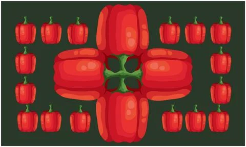 Small ans big capsicum make a perfect artwork Stock Illustration