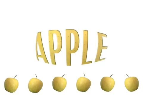 Small apples with APPLE written on a white background Stock Illustration