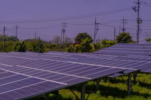 Small array of solar panels Foto stock