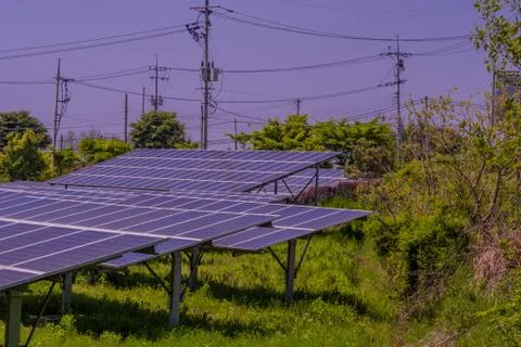 Small array of solar panels Stock Photos