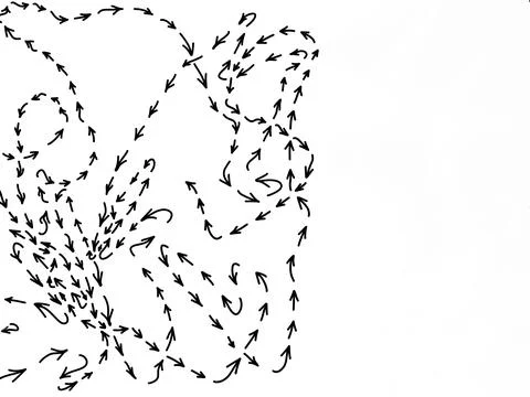 Small arrows are randomly placed on a white background Stock Illustration