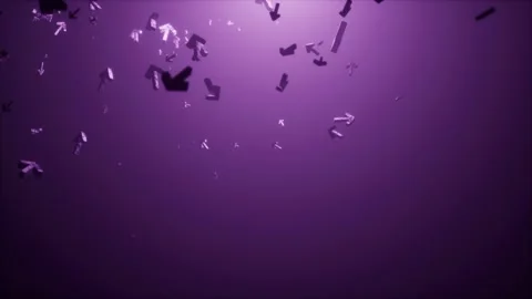 Small arrows flying random and rotating in purple background under white lig Stock Footage 256841432