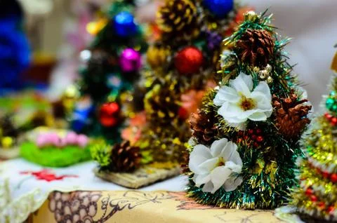 Small artificial Christmas tree Stock Photos