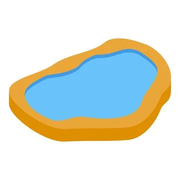 Small artificial pond isometric view for garden decoration Ilustração Stock