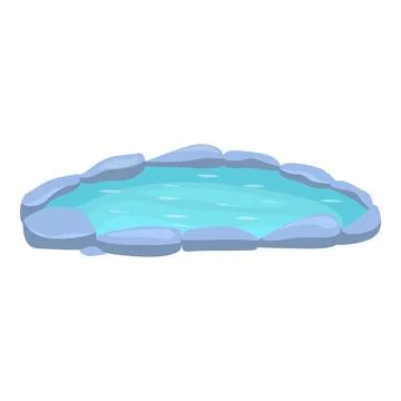 Small artificial pond surrounded by rocks for garden decoration Stock Illustration
