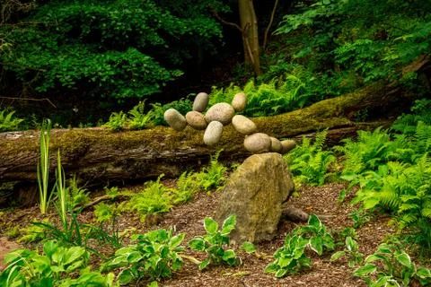 A small artistic stone decoration inside of Seaton park in Aberdeen, Scotland Stock Photos