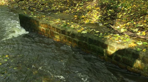 Small autumn river stream Stock Footage 32714319