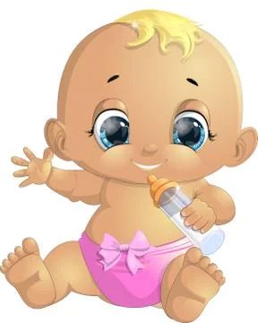 Small baby with a bottle Stock Illustration