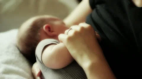 Small Baby Breastfeeding Stock Footage