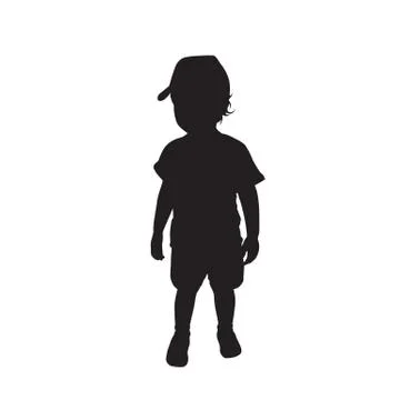 Small baby standing, front view isolated vector silhouette Stock Illustration