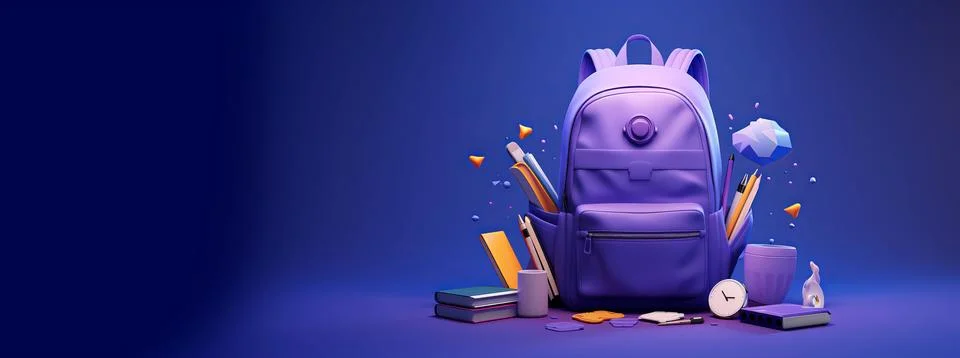 A small backpack full of stuff on the ground next to it Stock Illustration