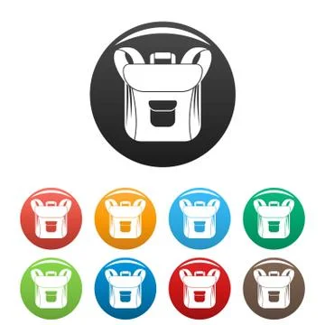 Small backpack icons set color Stock-Illustration