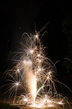 Small backyard firework show Stock Photos
