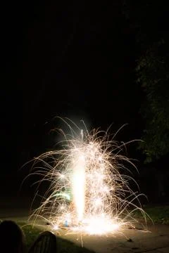 Small backyard firework show Stock Photos