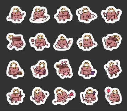 Small bag character set featuring expressions Stock Illustration