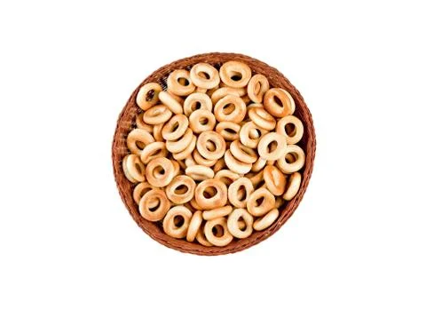 Small bagels in basket Stock Photos