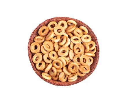 Small bagels in basket Stock Photos