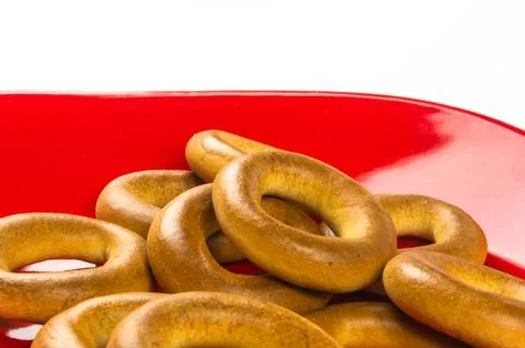 Small bagels on a white background Stock Photos
