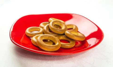 Small bagels on a white background Stock Photos