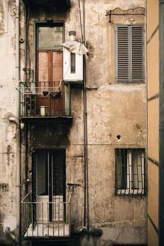 Small balconies on an old building Photos