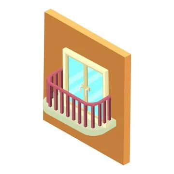 Small balcony icon, isometric style Illustration