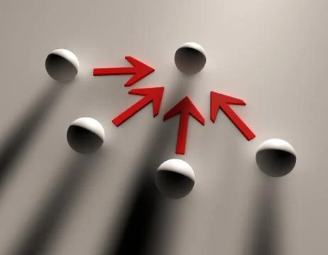 Small balls and arrows, teamwork and sharing Stock Illustration