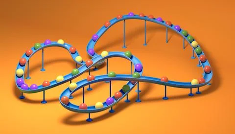 Small balls roll along the marble run Illustrazione stock