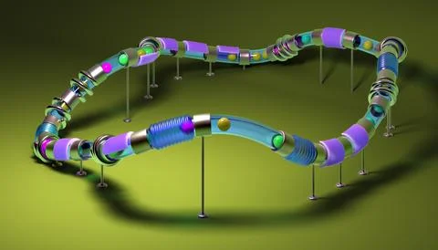 Small balls roll along the marble run Illustrazione stock